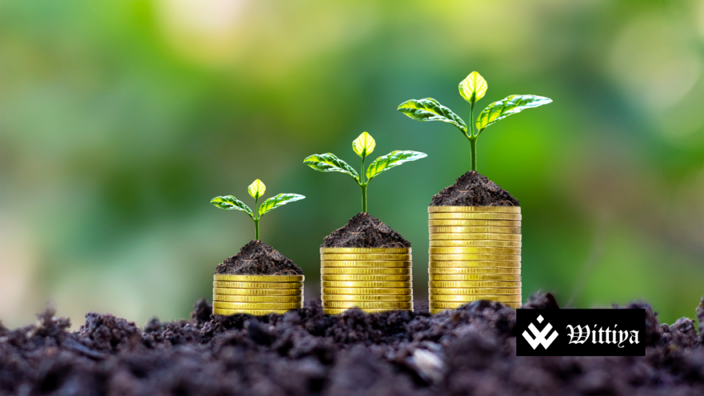Coins symbolizing financial growth and investment in ESG and green energy.