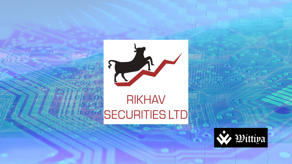 Rikhav Securities logo highlighting IPO listing at ₹163.40 with a 90% premium.