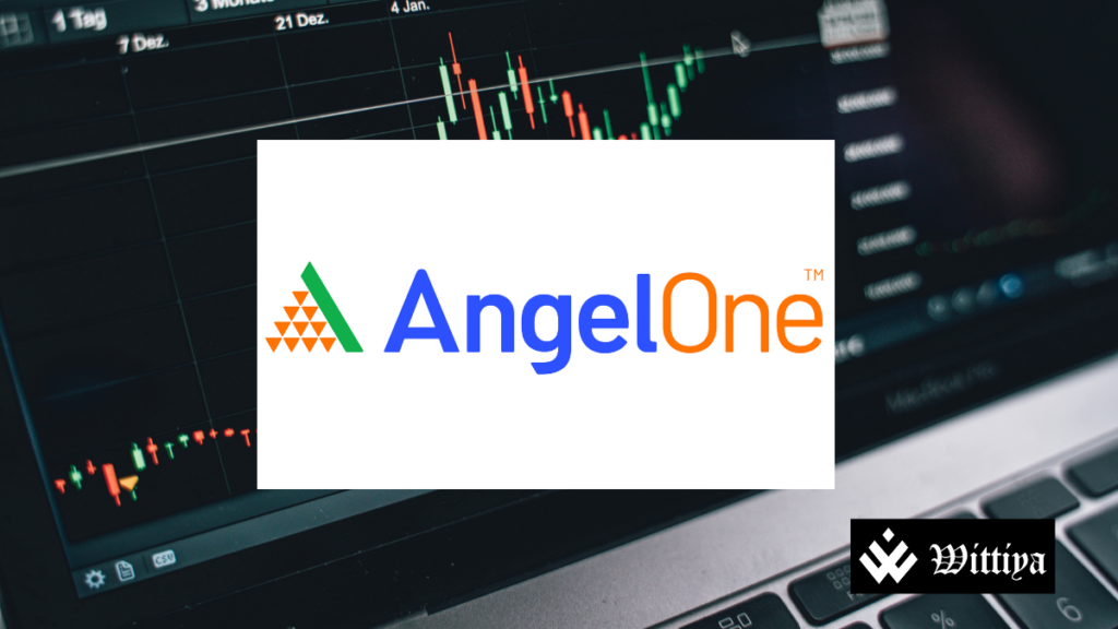 Angel One Ltd logo with market board announcing ₹11.00 interim dividend
