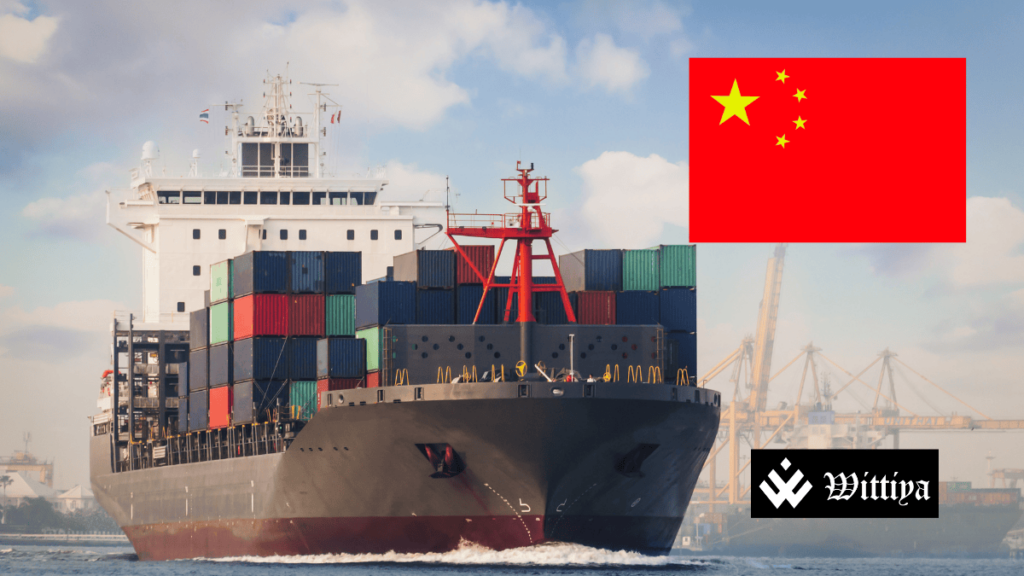 Chinese and US flags with a tariff document, symbolizing China’s new tariffs on $23.6 billion worth of US exports.