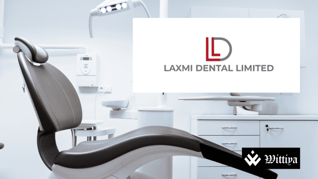 Laxmi Dental Ltd logo with a dental clinic background marking stock exchange listing on January 20