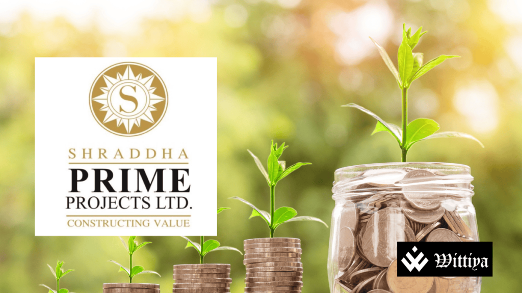 "Shraddha Prime Projects logo announcing record date for 1:1 bonus issue