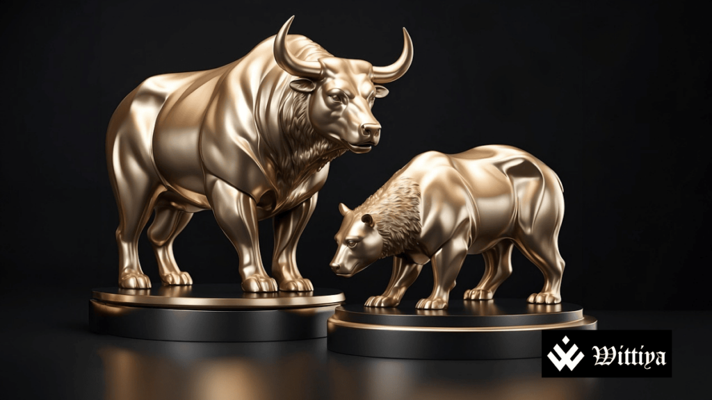 Bull and bear representing top gainers and losers in Indian stock market on 10 February 2025