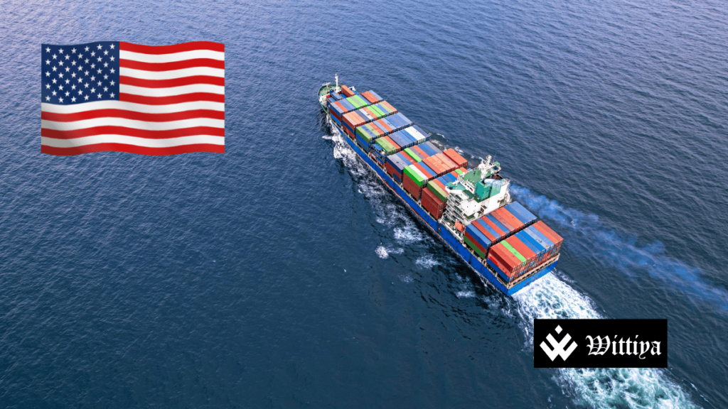 Cargo ship with the U.S. flag, symbolizing the increasing prices of goods due to Trump’s new trade policies.