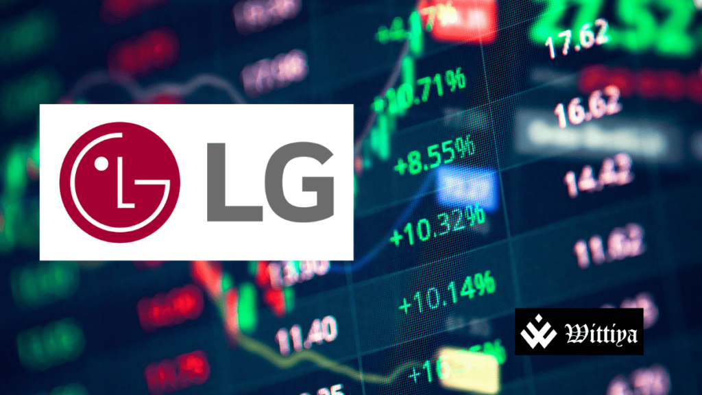 Tokyo Tech and LG CNS logos with stock market charts, symbolizing Tokyo Tech's 58% surge and LG CNS's 10% drop post-IPO.