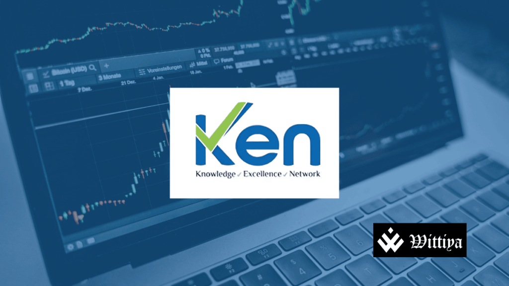 Ken Enterprises logo with IPO documents and rising stock chart, symbolizing strong subscription demand and ₹18 GMP surge.