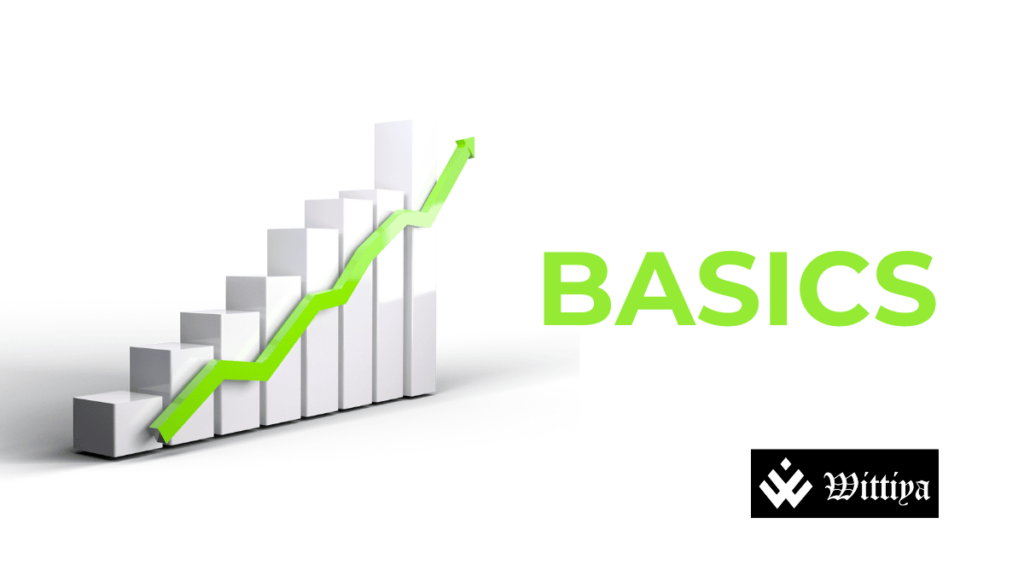 A financial chart with stock market terms and trading symbols representing key concepts used in trading.