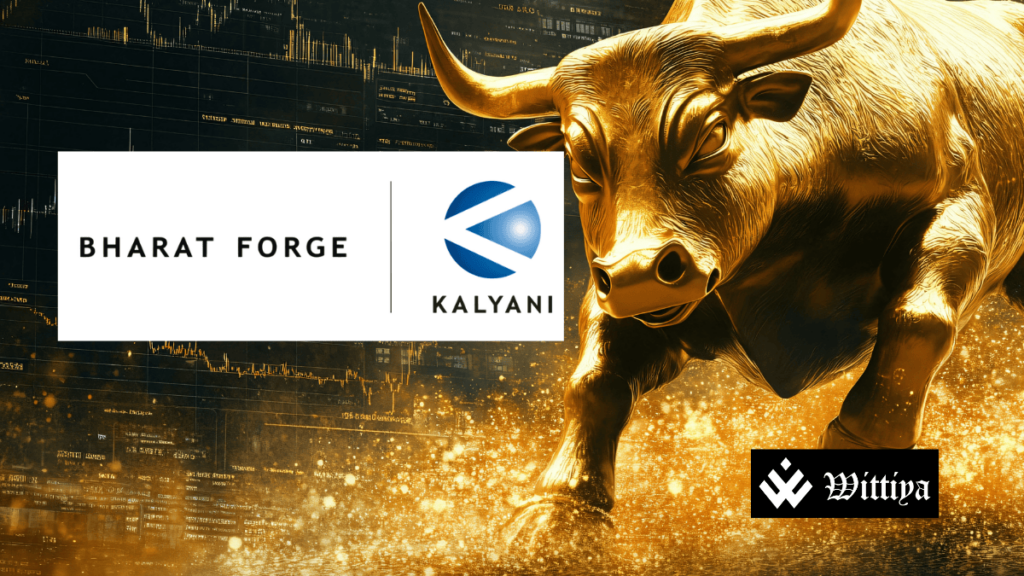 Bharat Forge logo paired with a bull, symbolizing strength and growth in India’s 'Make in India' initiative.