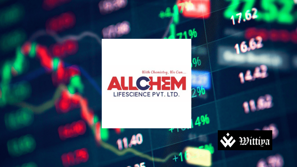 Stock market chart with rising graphs, representing Allchem Lifescience IPO performance.
