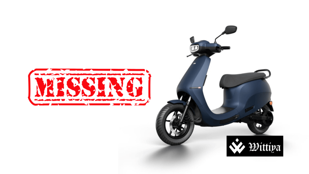 Ola electric scooter with a missing stamp.