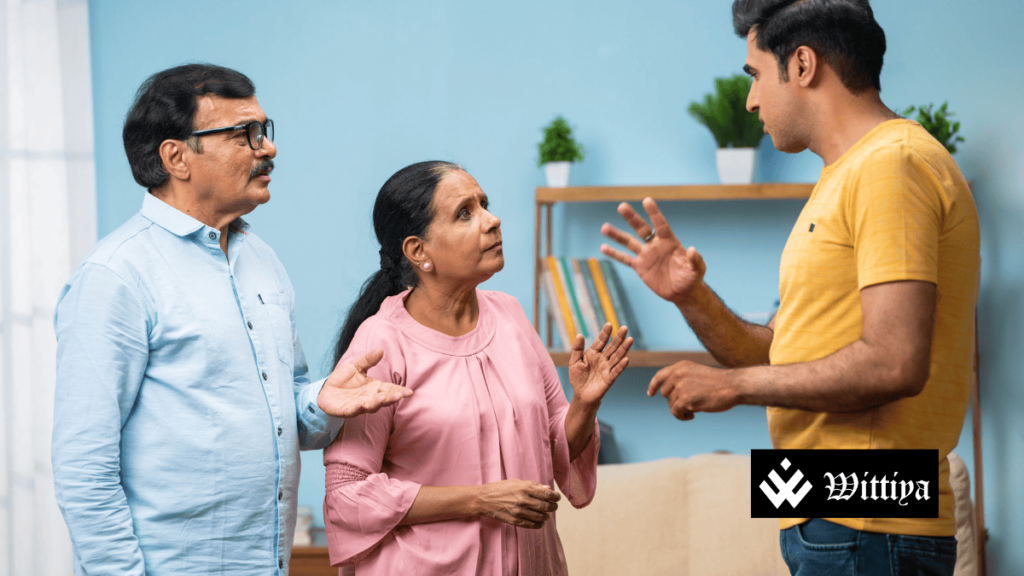 Indian middle-class family discussing financial challenges and debt