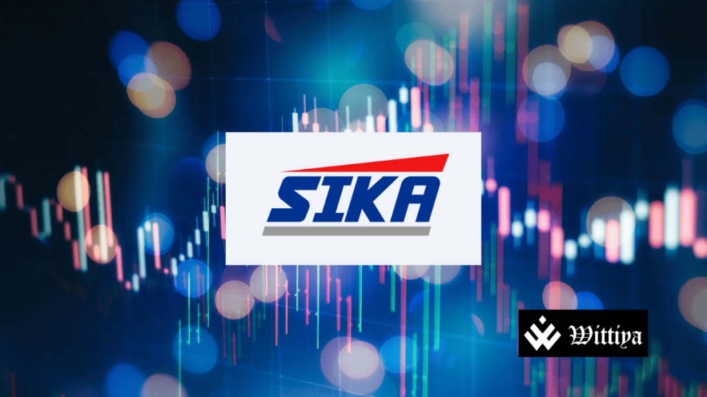 Sika Interplant Systems Ltd logo with stock market charts in the background, representing its stock split effective March 17.