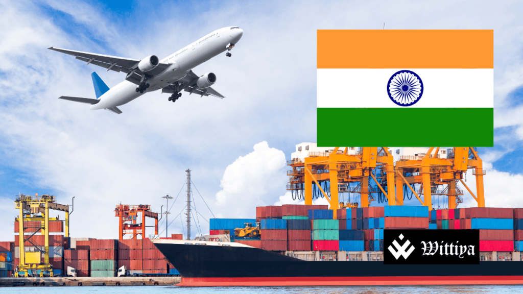 India and Singapore flags with a maritime trade agreement theme