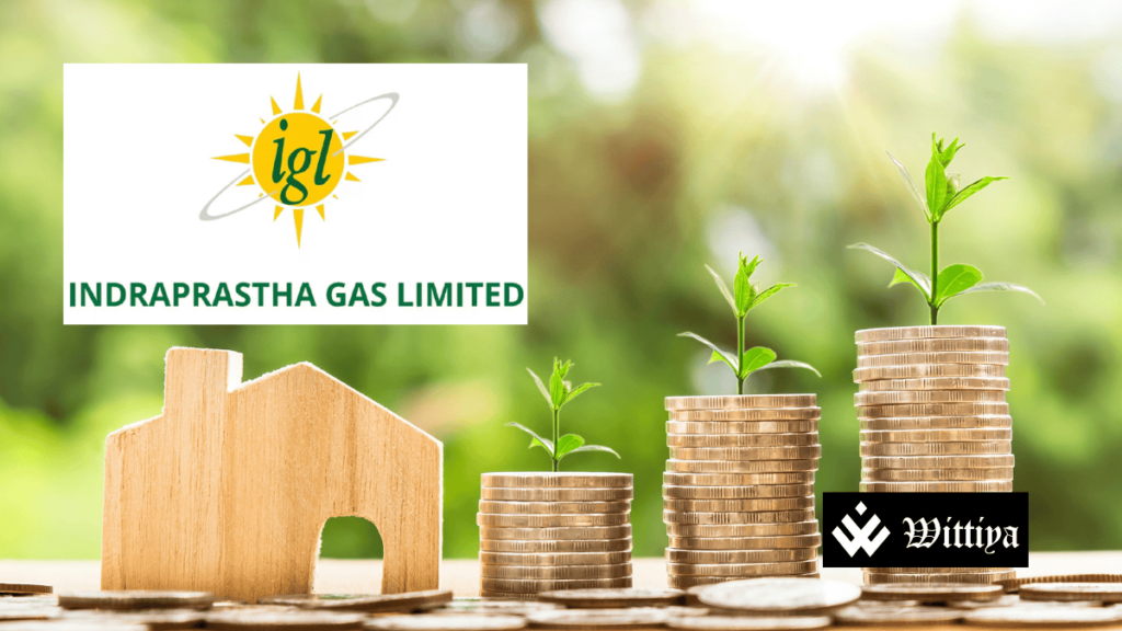 Indraprastha Gas Ltd. logo with 1:1 bonus issue announcement