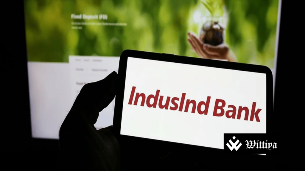 IndusInd Bank logo representing its sudden crash, impacting LIC with a ₹900 crore loss.