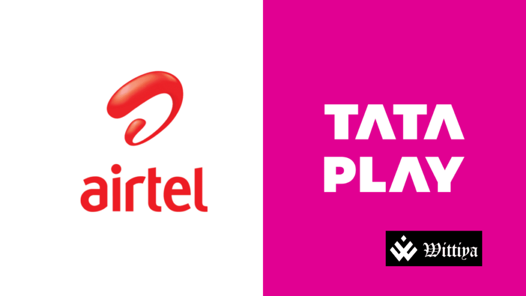 Airtel and Tata Group logos representing their landmark DTH merger talks in India.