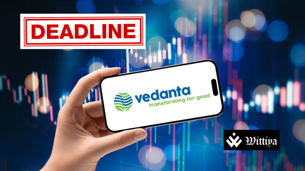 Vedanta logo with a calendar marking September 30, symbolizing the extended demerger deadline due to regulatory delays.
