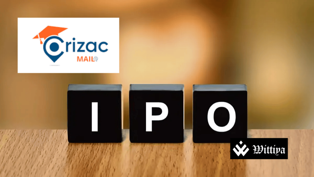 Crizac Limited logo with stock market charts, symbolizing its upcoming ₹1,000 crore IPO.
