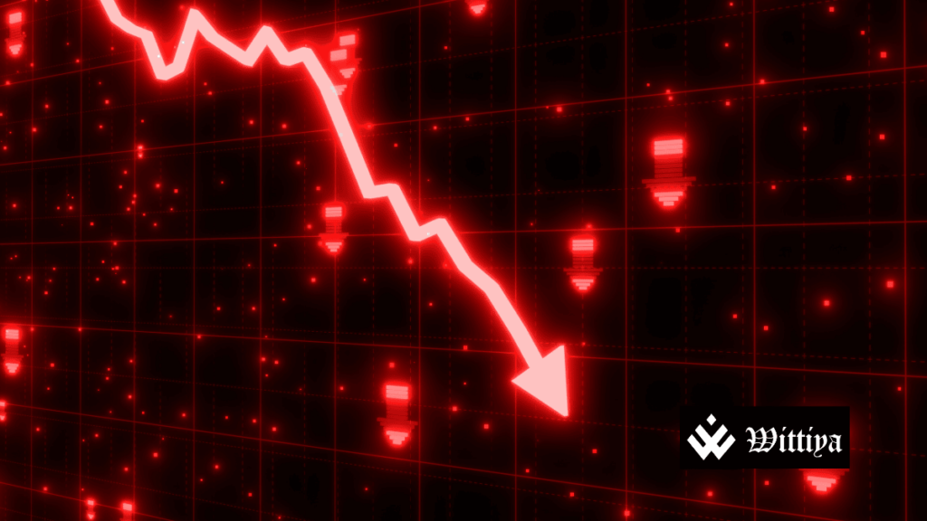 Stock market graph showing declining BSE-listed stocks.