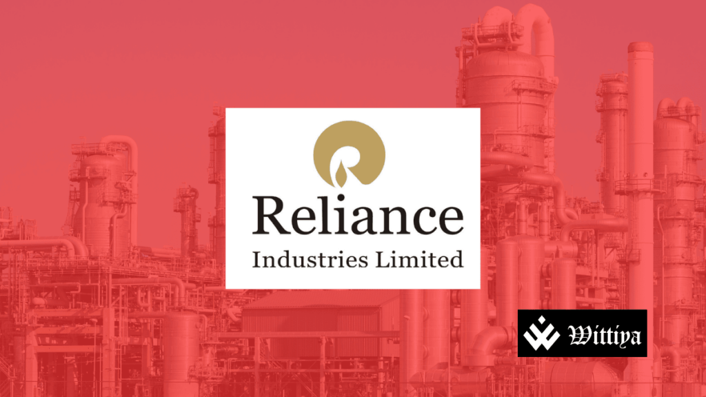 Reliance Industries logo with an oil tanker, symbolizing the halt of Venezuelan oil imports due to U.S. tariffs.