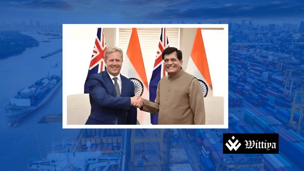 Indian and New Zealand representatives shaking hands, symbolizing a surprising trade deal between the two nations.