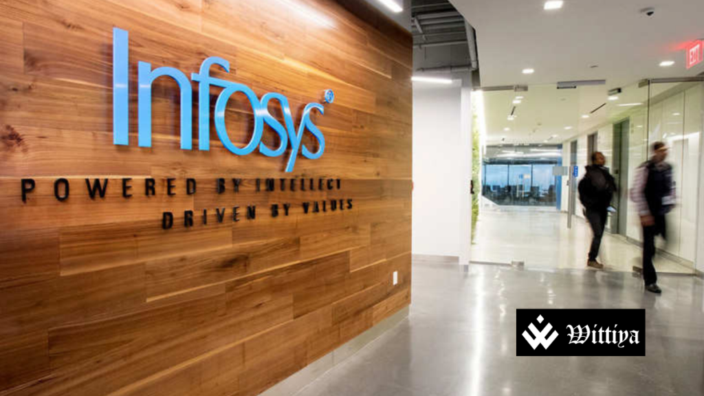 Infosys logo with stock market charts in the background, representing investor expectations for Q4FY25 results and dividends.