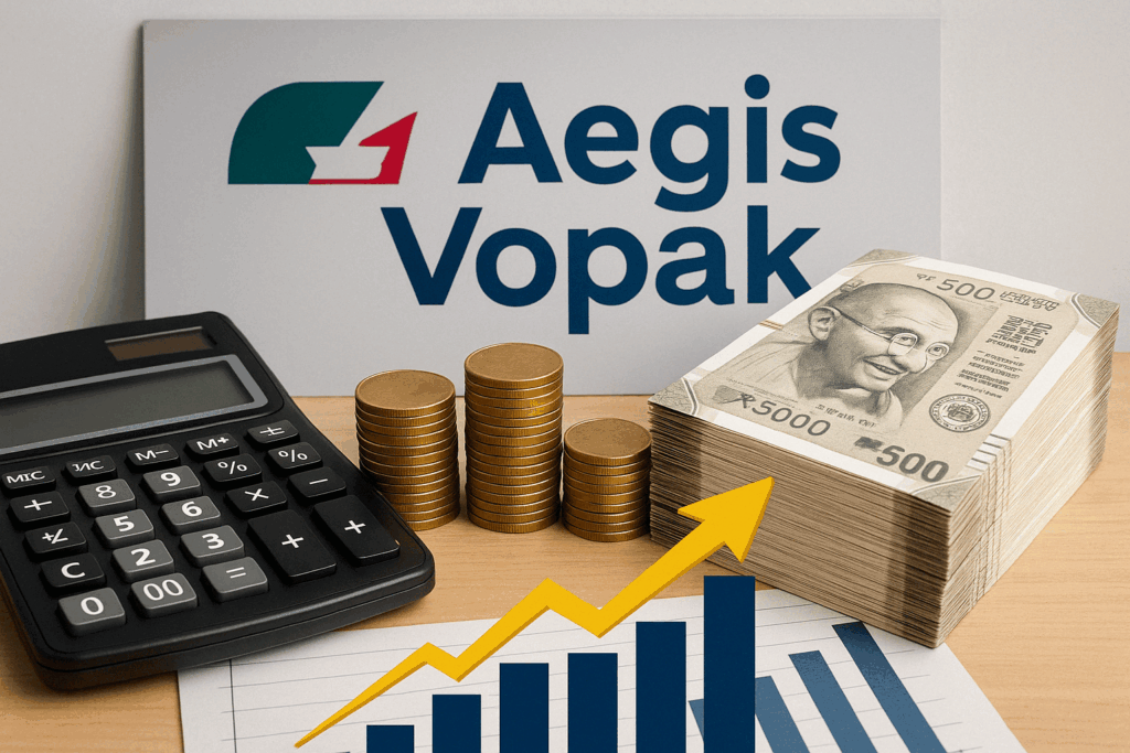 Aegis Vopak logo representing the company's ₹3,500 crore IPO launch in India.