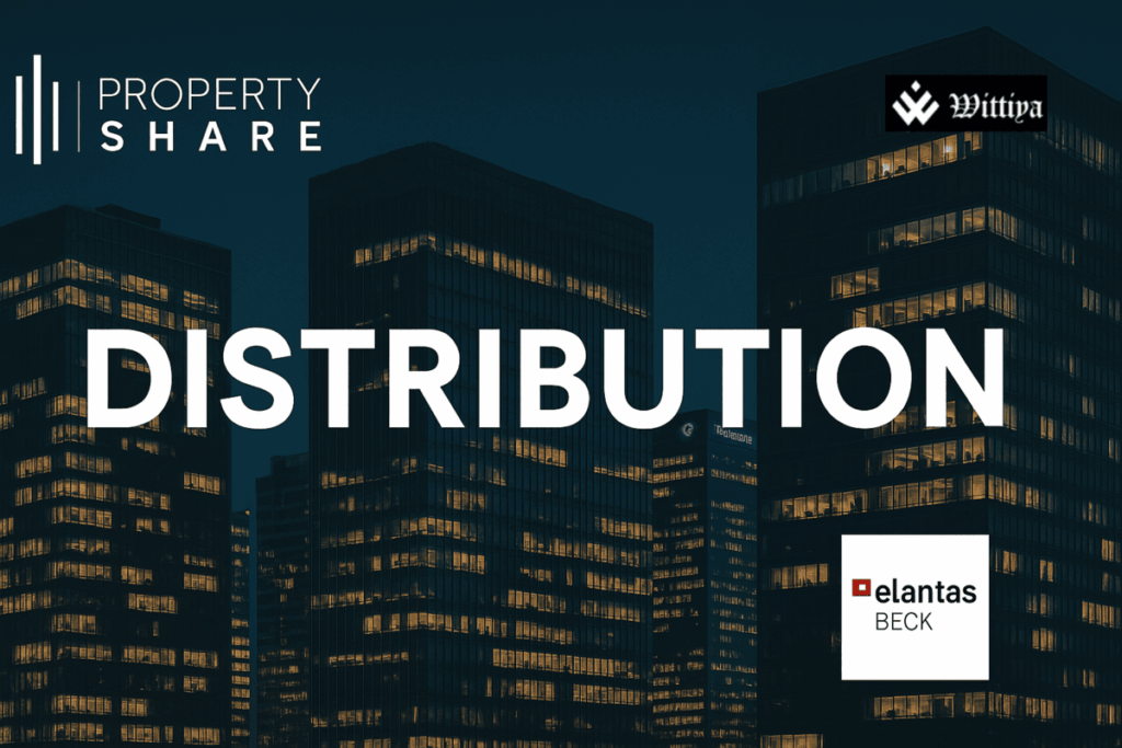 PropShare Platina logo with ₹23,301.37 per unit distribution to shareholders