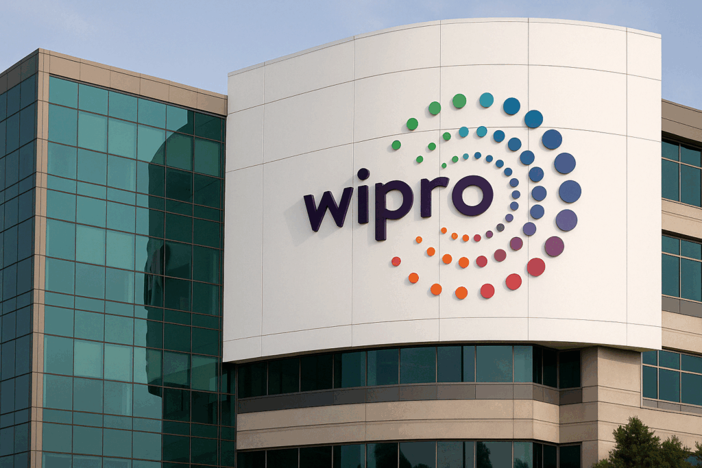 Wipro logo with upward graph representing strong Q4 performance and business strategy.