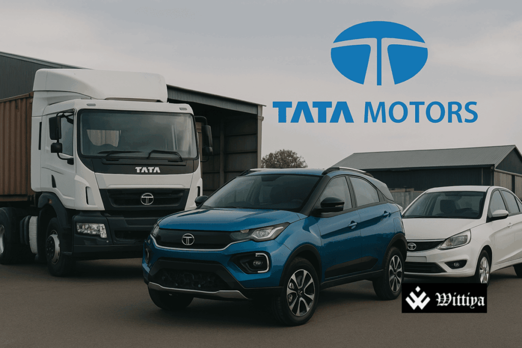 Tata Motors vehicles at manufacturing plant – April 2025 sales decline report