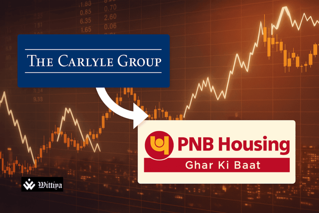 PNB Housing Finance headquarters in New Delhi with Carlyle Group logo – 2025 stake sale impacting Indian housing finance sector