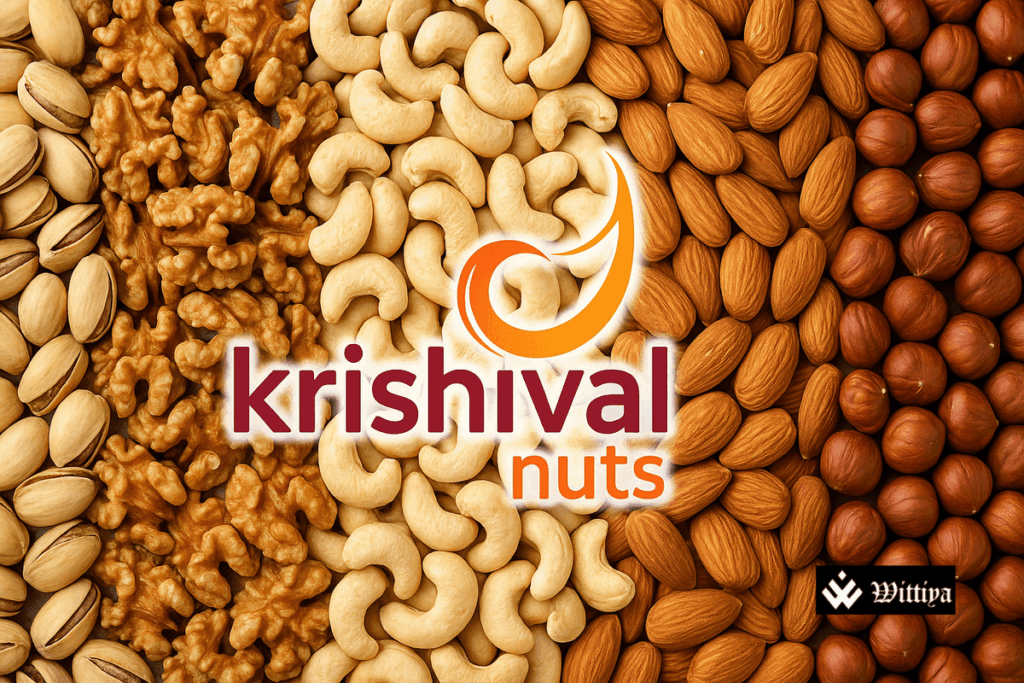 Krishival Foods logo and premium dry fruit products gaining global attention