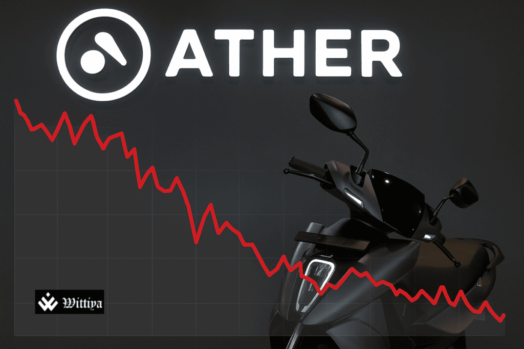 Ather Energy IPO stock chart showing 6% drop post-listing