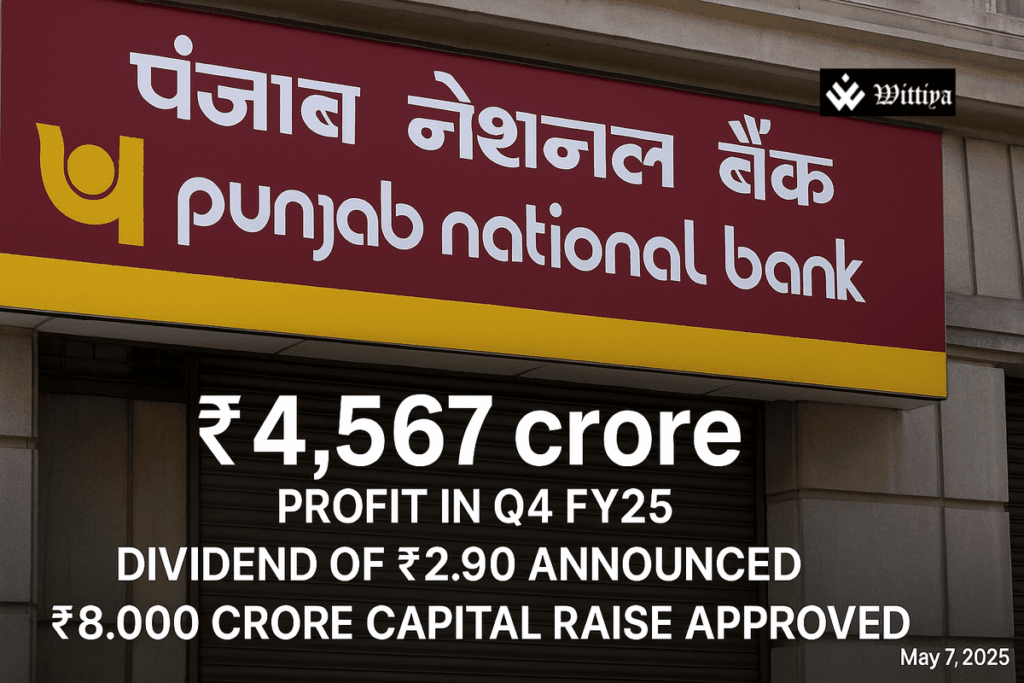 Punjab National Bank reports 52% profit increase in Q4 FY25, announces ₹2.90 dividend and ₹8,000 crore fundraising plan.