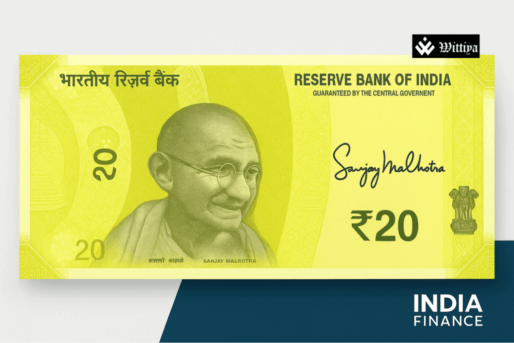 New ₹20 currency note featuring updated RBI governor’s signature