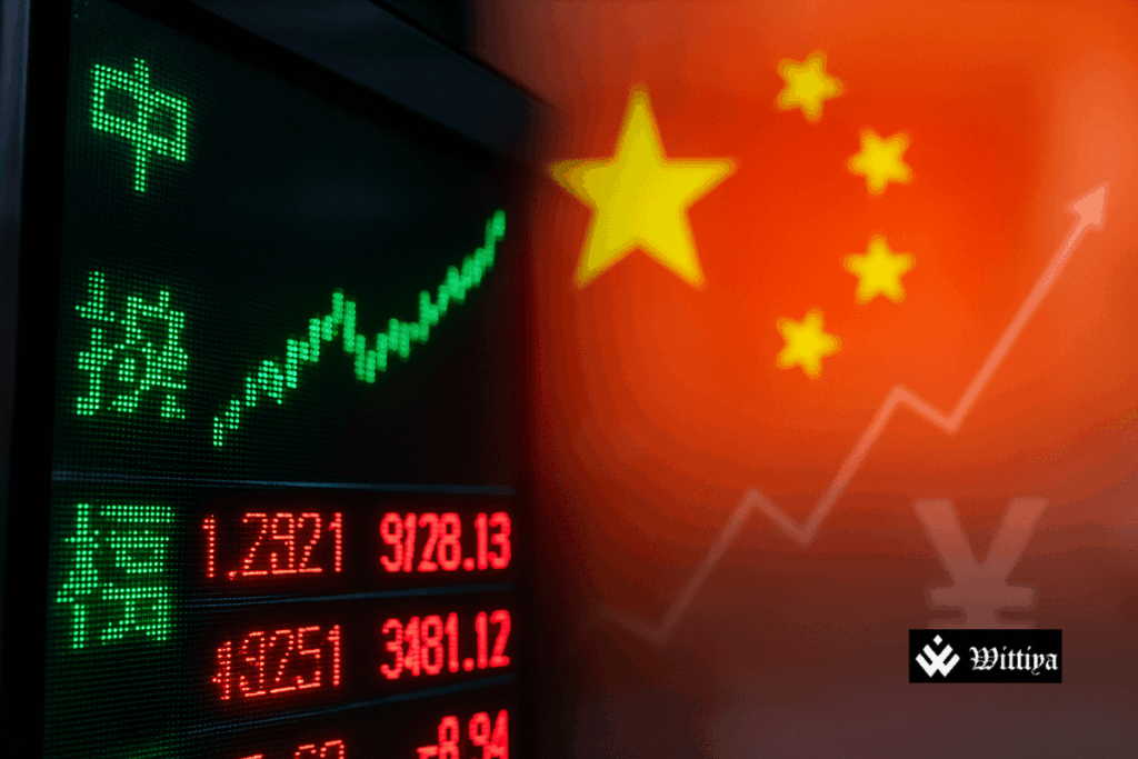 Chinese yuan banknotes with Geneva trade talks backdrop, symbolizing currency appreciation in May 2025