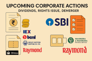 Upcoming corporate actions this week including dividends, rights issues, and demergers