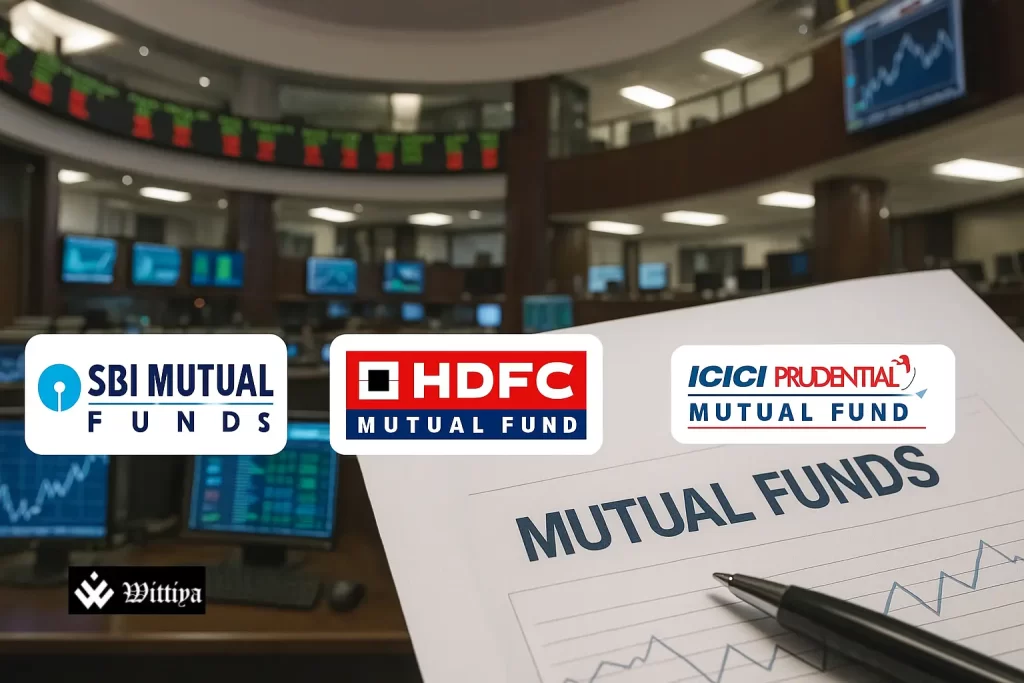 3D rendering of the Bombay Stock Exchange building with ascending and descending stock market graphs, representing weekly gainers and losers.