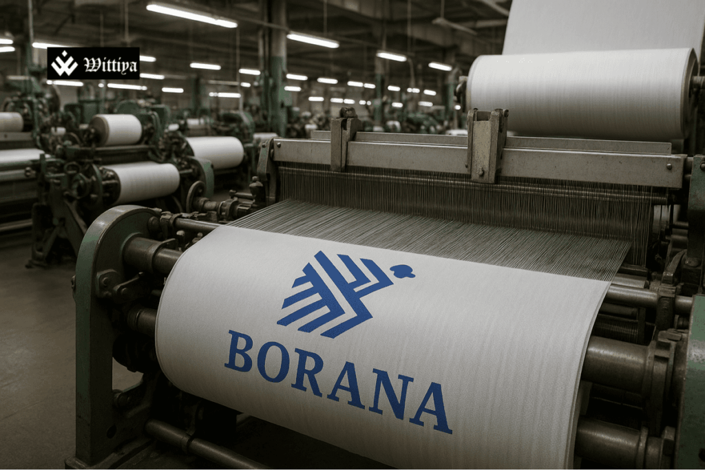 Investor reviewing Borana Weaves IPO documents with traditional textile designs in the background