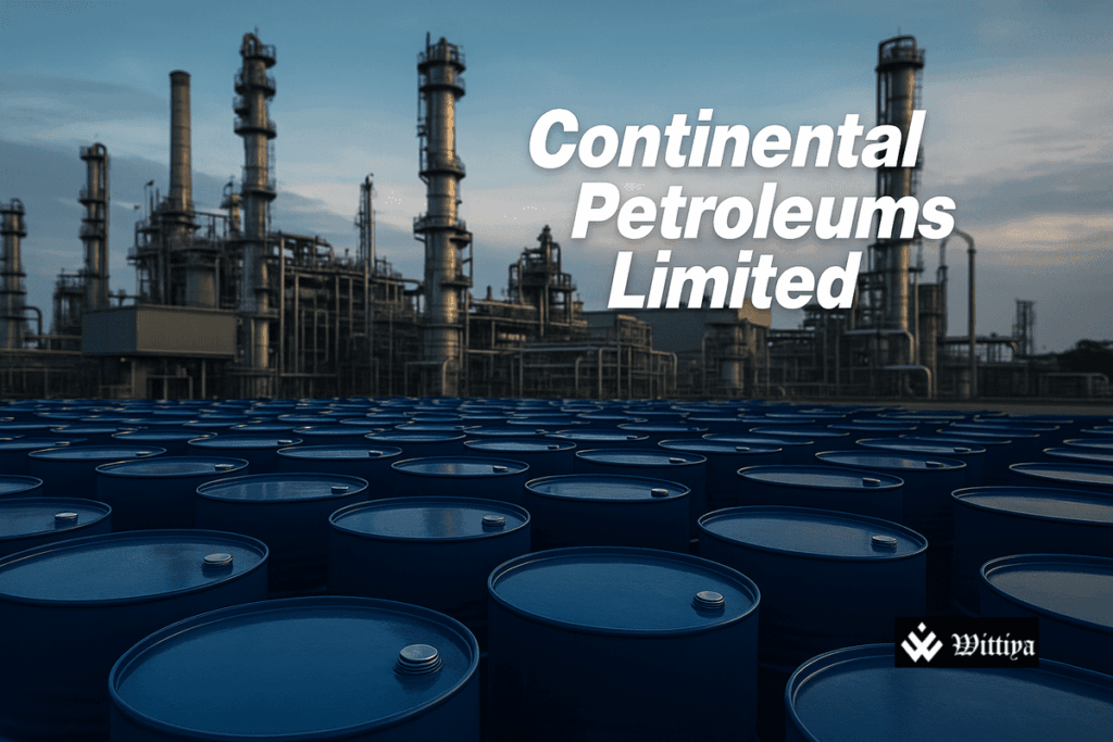 Despite Profit Dip, Continental Petroleums Shows Strong Revenue Growth Continental Petroleums refinery with financial chart showing revenue growth despite profit dip