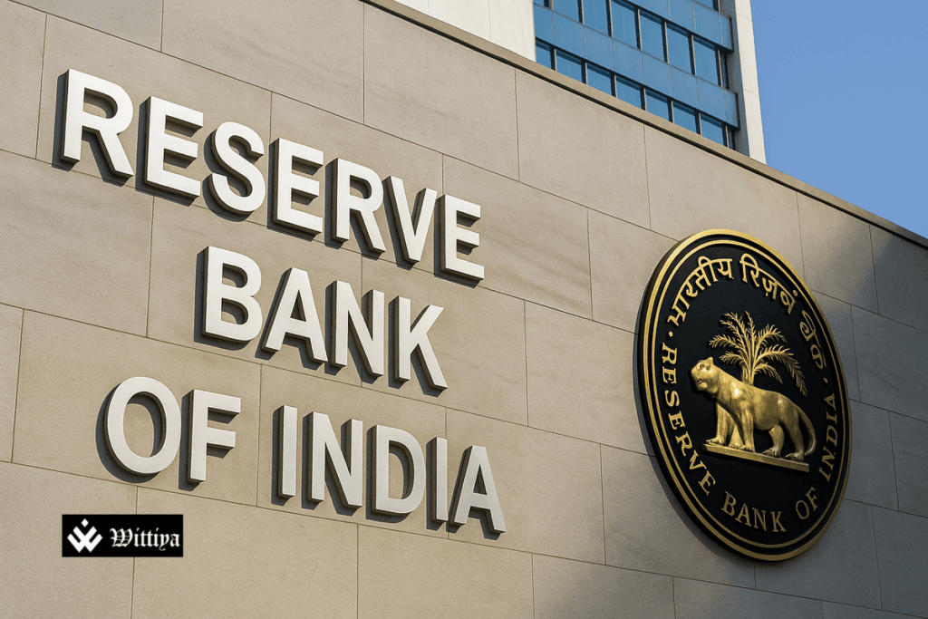 RBI headquarters with upward financial graph showing record dividend