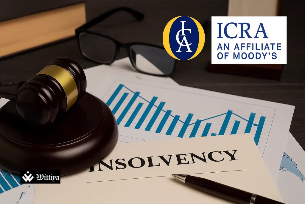 3D rendering of a courtroom with a gavel and hourglass, symbolizing delayed insolvency cases in India.