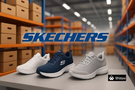 Skechers headquarters in Manhattan Beach, California, with company signage visible.