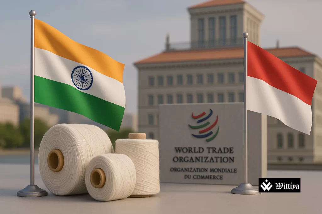 Representatives from India and Indonesia engaging in virtual WTO consultations over cotton yarn safeguard measures
