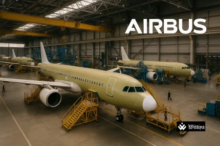 Airbus A350 aircraft in final assembly at Tianjin facility, symbolizing Airbus-China aviation collaboration.