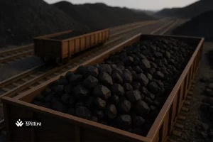 Indian coal mine production site with fewer imported coal shipments visible