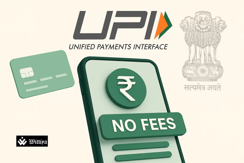 UPI payment screen on smartphone promoting zero MDR policy in India