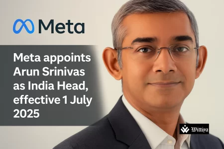 Arun Srinivas appointed as Meta India Head with Meta logo in background
