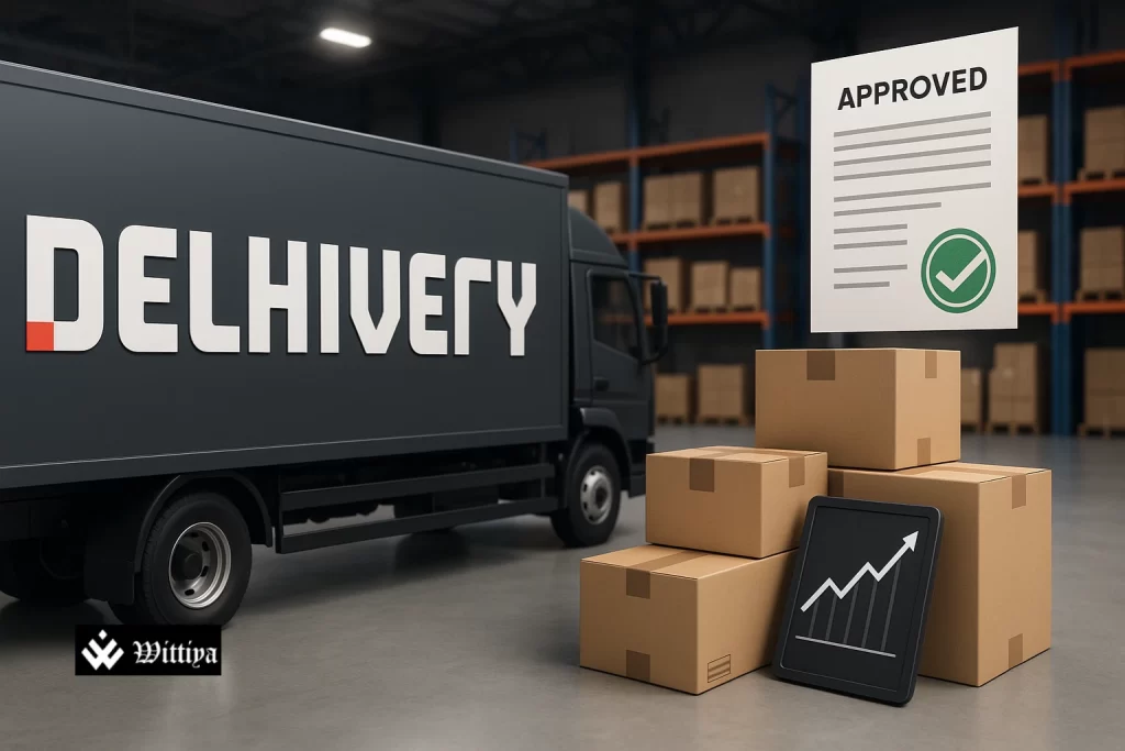 Delhivery logistics trucks following Ecom Express acquisition in India