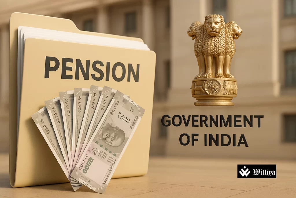 Government employees reviewing Unified Pension Scheme documents now including gratuity akin to the old pension plan